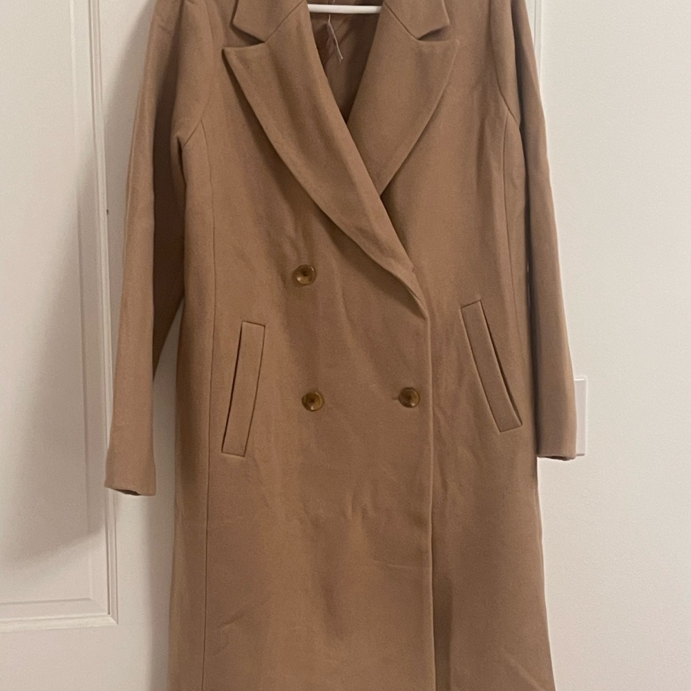 NWT Classic Tan Double-Breasted Women's Coat XL